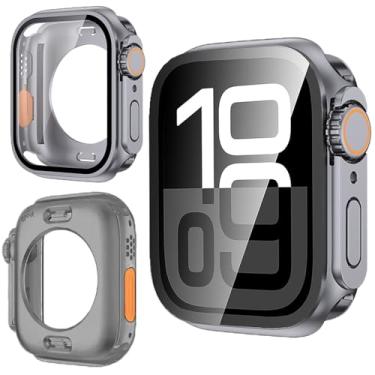 Imagem de Capa à prova d'água compatível com Apple Watch Series 10 de 46 mm e 42 mm [Transformando em Ultra] Coroa + Capa Traseira Capa Protetora de Tela Rígida de PC (Cinza, 42 mm)