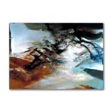 Imagem de Zao Wou-Ki Pintura abstrata "The two of us again" Impressão em tela pôster de arte famosa arte de parede moderna para sala de estar 70 x 98 cm sem moldura