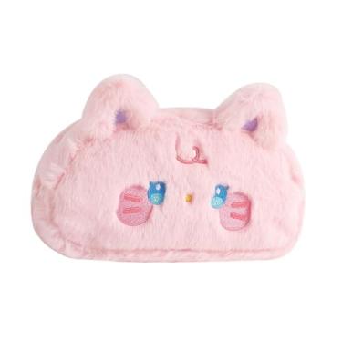 Imagem de ＫＬＫＣＭＳ Estojo de Lápis de Pelúcia para Crianças E Adolescentes Acessórios Escolares, Rosa