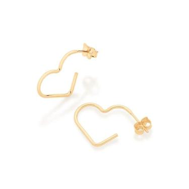 Imagem de Brinco Folheado Rommanel Meia Argola Fina No Formato De Coração - 5266