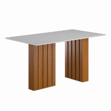 Imagem de Mesa Sala de Jantar Ripada Tampo com Vidro 1,80 Santiago Madeirado/Off