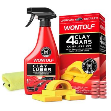 Imagem de Kit Car Clay Bars Stemni Heavy Duty com lubrificante e toalha
