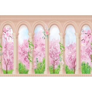 Imagem de Painel de Lona Pilares Fundo Bosque - Fabrika de Festa, 150x100cm