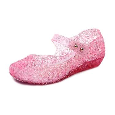 Imagem de Libuam Sandálias Jelly para meninas, estilo princesa sonhadora, sandálias para meninas – Novos sapatos de princesa antiderrapantes de verão, A0-rosa, 21