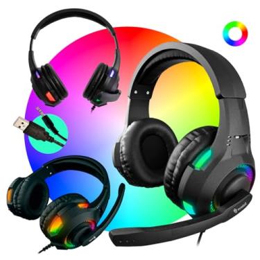 Imagem de EPM Fone De Ouvido Headset Gamer Luz Led RGB Compatível com Computador, Celular, Video Games