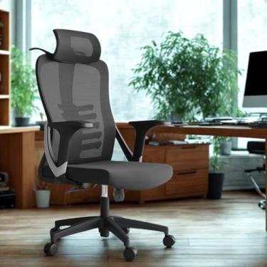 Imagem de Cadeira de Escritório Ergonômica Premium, Espuma Injetada, Encosto Alto, Rodas Resistentes, Preta