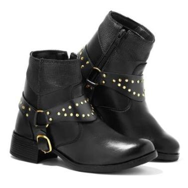 Imagem de Bota Feminina Casual Salto Grosso Leve Confortável Preto Marrom-Feminino