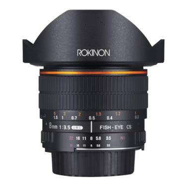 Imagem de Rokinon Lente olho de peixe FE8M-NEX 8 mm f/3.5 para câmeras Sony E-Mount (NEX e VG10), preta