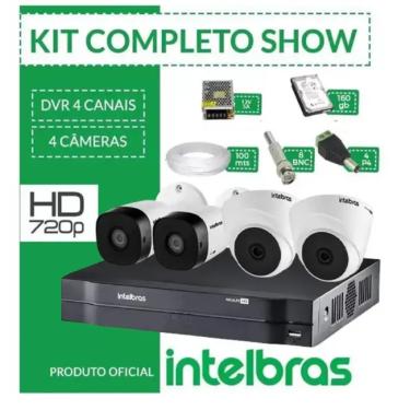 Imagem de Kit 4 câmeras Intelbras  2 internas e 2 externas 20metros completo alta definição