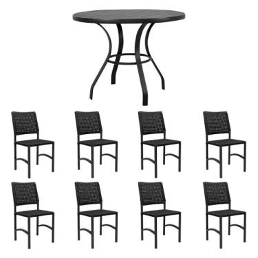 Imagem de Conjunto Mesa Dubai em Aluminio Ripado 1,00m com 8 Cadeiras Dubai em A