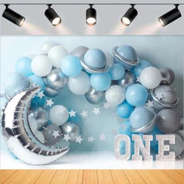 Imagem de Recém-nascido Twinkle Little Star Retrato pano de fundo para crianças, meninos, espaço de um ano, festa de aniversário, chá de bebê recém-nascido, aniversário, arte, estúdio, céu estrelado, lua,