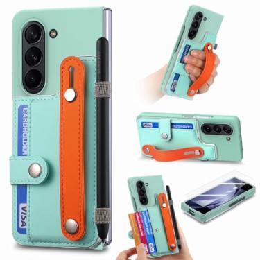 Imagem de Para Samsung Z Fold5 Capa dobrável de filme de vidro para Samsung Galaxy Z Fold 5 Fold5 Zfold5 Acessórios para telefone Funda Capa, verde claro, para Samsung Z Fold 5