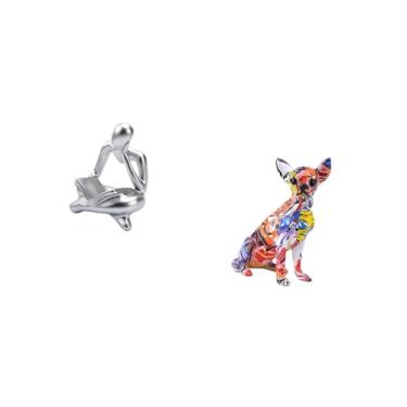 Imagem de Fenteer Estátua de Cachorro Colorida Abstrata, Decoração para Mesa, Sala de Estar, Prateleira, Escritório, Estante, Multicolorida, Colecionável, Ornamento Ani