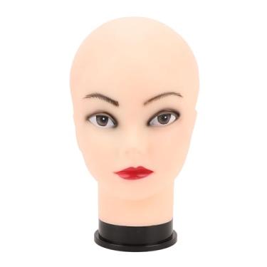 Imagem de Feminino careca manequim cabeça pvc peruca formação cabeça profissional cosmetologia maquiagem boneca para perucas chapéus óculos exibição massagem prática de beleza