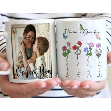 Imagem de Caneca Caneca engraçada personalizada para mamãe com flor do mês de na