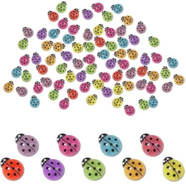 Imagem de QoTang 100 peças minúsculas de resina luminosas joaninhas que brilham no escuro mini resina joaninhas decorações artesanais para jardim, micro paisagem, envase, ornamento, scrapbooking, artesanato,