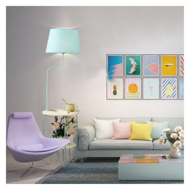 Imagem de Luminária de chão Candeeiros de pé mesa final com estação carregamento, cabeceira lâmpada anexada, candeeiro lateral pequeno para quarto(Blue)