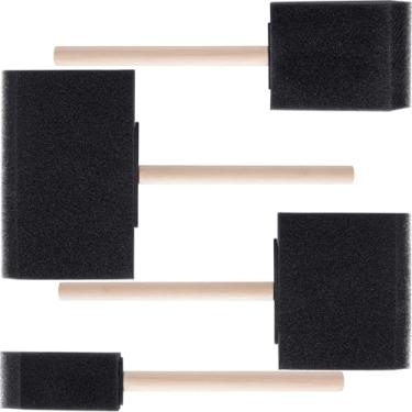 Imagem de Anyichend 4 pincéis de pintura de espuma, 2,5 cm, 5 cm, 7,6 cm, 10 cm, pincéis de pintura de esponja, cabos de madeira, ferramentas de pintura de espuma para vernizes de tinta, retoque e retoque de