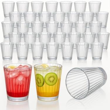Imagem de Remerry 48 pacotes de copos de plástico com nervuras transparentes de 290 ml, copos de água com nervuras, transparentes, copos de vinho, suco reutilizáveis, para casa, piquenique, festa