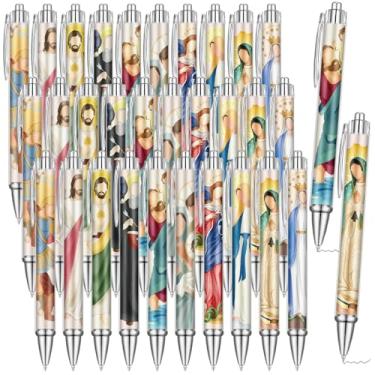 Imagem de AmazingSpark 50 canetas católicas religiosas, presentes católicos cristãos, canetas esferográficas, versículo de Natal, presente cristão para mulheres, homens, oração, escritório, casa, igreja