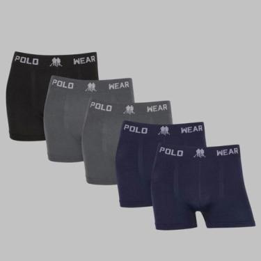 Imagem de Kit 5 Cuecas Boxer Polo Wear Masculino Original Premium Lisa, 1preto, 