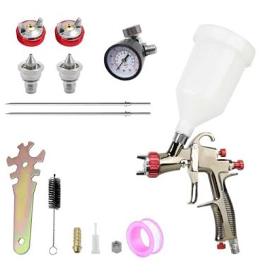 Imagem de YSIL Pistola De Pintura Lvlp R500 Com Alimentação Por Gravidade E Capacidade 600 Cc, Bico 1,3/1,5/1,7 Mm Regulador Ar, Para Automotiva, Móveis Casas