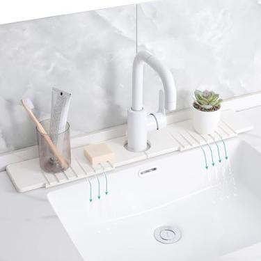 Imagem de Tapete de torneira de pedra para pia de cozinha, tapete de pia de pedra para torneira de cozinha – tapete de diatomita de secagem rápida, protetor de respingos com ranhuras de drenagem, coletor de