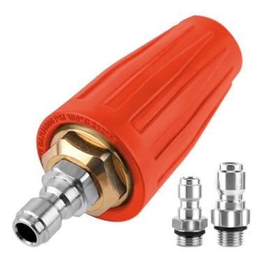 Imagem de Pontas de lavadora de pressão com bocal turbo, 4000PSI máx. 4,0 GPM, adaptador giratório de bocal turbo com conectores rápidos de 1/10.2 cm 3/20.3 cm para carro e exterior (laranja)