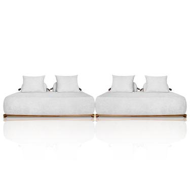 Imagem de Sofá 6 Lugares Ilha 2 Módulos 220cm Viero S06 Boucle Branco - Mpozenato