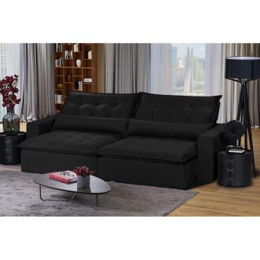 Imagem de Sofá 6 Lugares 2,90Mt Com Molas Retrátil E Reclinável Preto