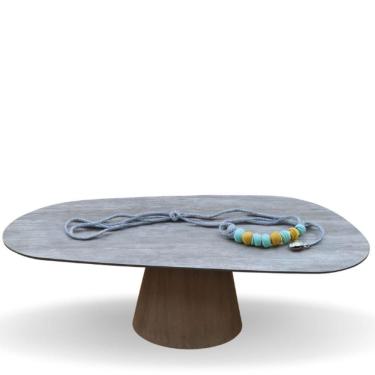 Imagem de Mesa Oval Organica Em Cimento 235x122cm