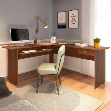 Imagem de Escrivaninha Mesa Para Escritório Em L Cannes Cedro
