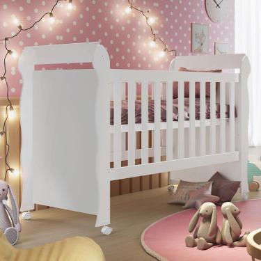 Imagem de Berço Cama Infantil Americano C/Rodízios Branco Carolina