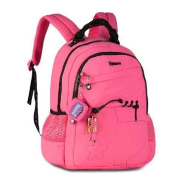 Imagem de Mochila de Costas Luluca Feminina Escolar Resistente, Rosa