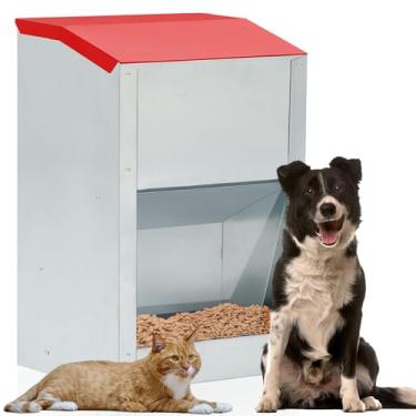 Imagem de Willinglong Alimentador automático galvanizado grande sem instalação com alça de 6,8 kg, dispensador de ração para cães de raças grandes, 20 cm C x 24 cm L x 45 cm A, alimentador de alimentos por