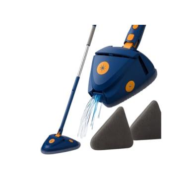 Imagem de Esfregão Mop Triangular 360° com 2 Refis em Microfibra – Limpeza Profissional para Piso, Banheiro, Janela e Cantos Difíceis – Cabo Ajustável