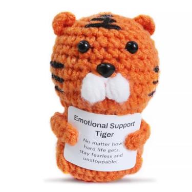 Imagem de Handmade Crochet Tiger, Emotional Support Gift for Women, Men, Boyfriend, Girlfriend, Wife, Husband | Positive Crochet Animals, Unique Tiger Cheer Up Gifts for Friends, Couples/Colleagues