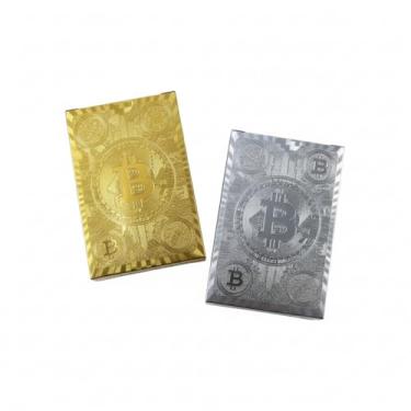 Imagem de HumblePleb 2 Pack Bitcoin Waterproof Playing Cards, Gold & Silver Foil PET Plastic Poker Deck, 2.25 x 3.43 Inch Durable Washable Crypto-Themed Cards for Poker, Game Night & Gifts