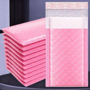 Imagem de 10 pçs/conjunto de envelopes com bolhas de filme perolado de vários tamanhos sacos autoadesivos selados à prova d'água para envio por correspondência (rosa, 11 x 13 cm)