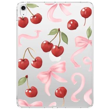 Imagem de VibrantFruitique Capa para iPad 2019/2020/2021 de 10,2 polegadas, lindo laço rosa cereja transparente, fina, leve, antiarranhões, capa traseira de acrílico rígido para iPad 7ª/8ª/9ª geração, para