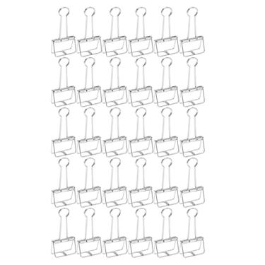 Imagem de Clipes de pasta forte força de fixação cauda oca metal mini clipes de papel grampos de papel para documentos de escritório material escolar em casa 30 peças 51mm (Prata)