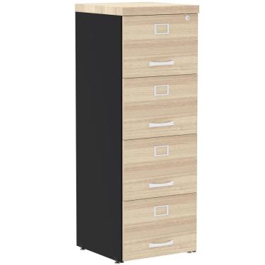 Imagem de Armário De Arquivo Oficio Pe40 Pandin 45,70 Cm Em Mdp Nogueira Casablanca E Preto 4 Gavetas