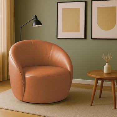 Imagem de Poltrona Decorativa Orgânica Giratória Lua Sintético Pu D03 - D'rossi Whisky