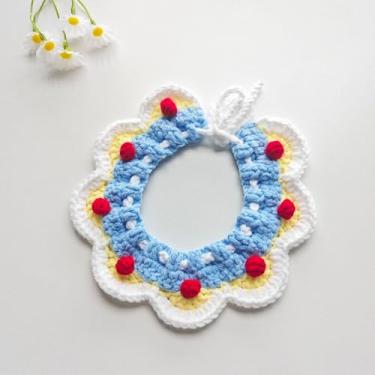 Imagem de Babador para animais de estimação, cachecol de crochê para cuidados e decoração de animais de estimação (esquema de cores de princesa)