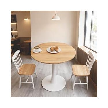 Imagem de Mesa de jantar redonda de 60 cm, mesa de jantar pequena, mesa lateral para 2 pessoas, pequena mesa redonda para sala de jantar com base de trompete resistente, mesa de cozinha circular para sala de