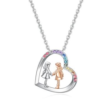 Imagem de Colar de irmãs com coração e irmã para irmãs grandes, Natal, aniversário, dia dos namorados, colares de amizade, Normal, Latão, Strass Sem Pedra Preciosa