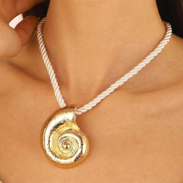 Imagem de Colar com pingente de oceano grosso dourado para mulheres, joias modernas de praia, verão, corrente com pingente em camadas, fantasia de amizade, presentes para mulheres, presentes de Natal, Dia dos
