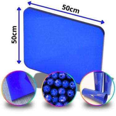 Imagem de Chapa de Acrílico Azul Royal 2mm  50x50cm  500x500mm  Placa Leitosa Tr