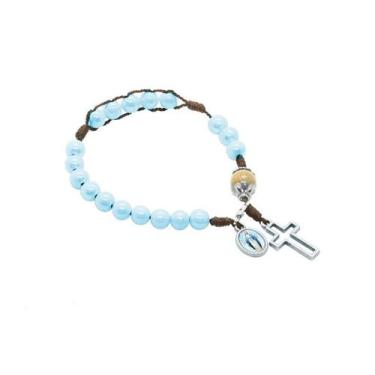 Imagem de Pulseira Terço de Nossa Senhora das Graças Azul Compacto - Zanato