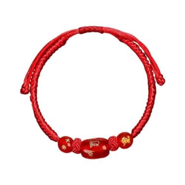 Imagem de QRH Pulseiras de Ano Novo Chinês do Cavalo Feito à Mão com Corda Vermelha Cavalo Zodíaco Cavalos Corda Trançada Pulseiras Cavalos Boa Sorte Bênção de Ano Novo Presente, Adjustable Size, Nylon, Sem